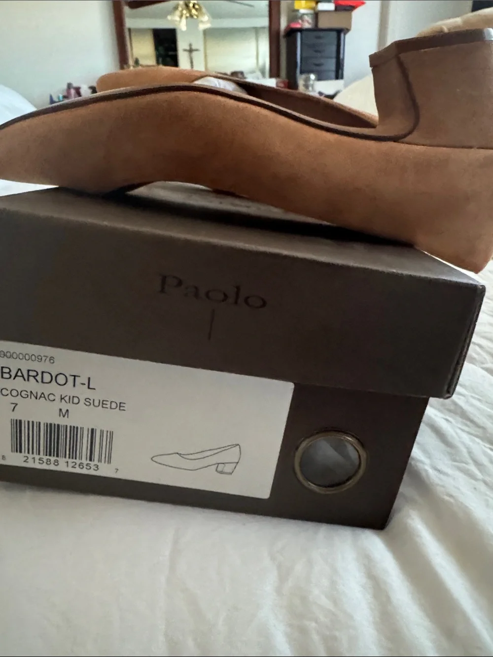 Paolo Tan Suede Mid Block Heel Pumps